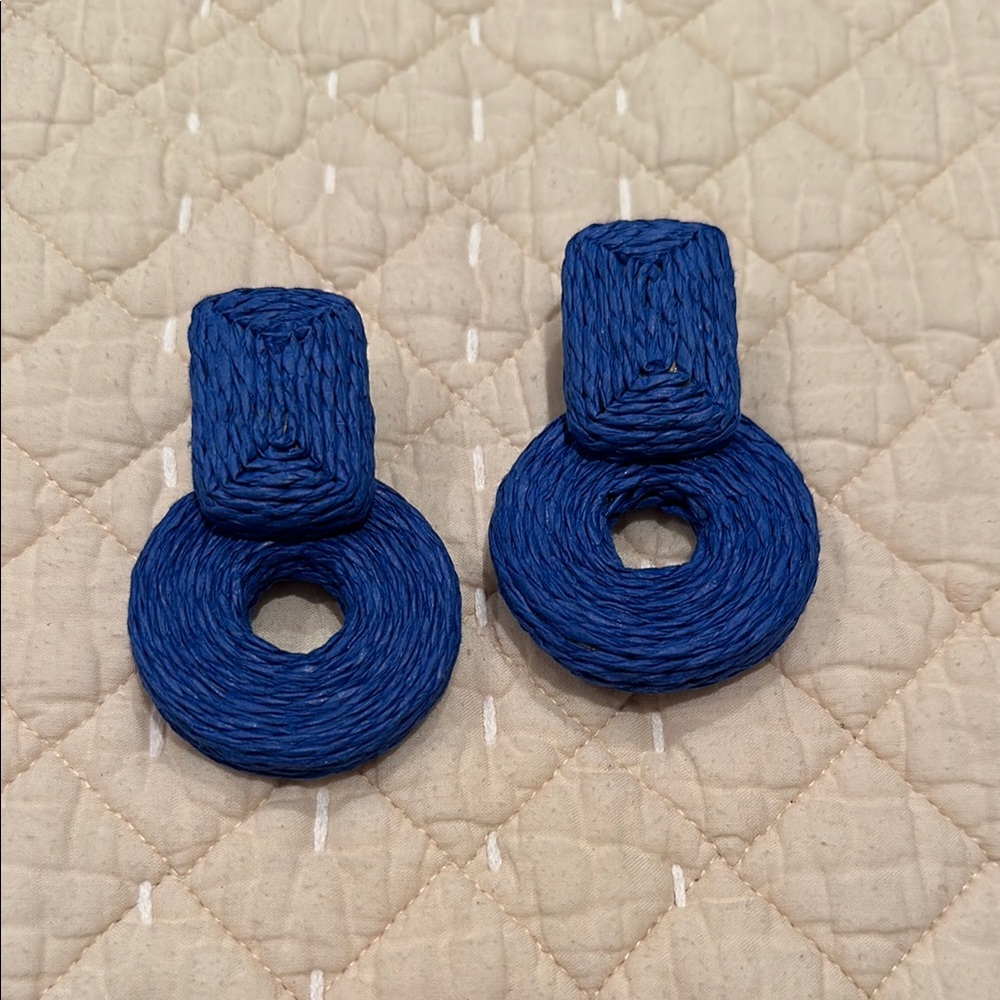 Chic Blue Woven Earrings